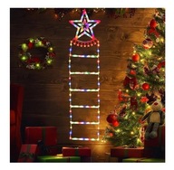 LED svetlá vianočný rebrík s hviezdou rôzne režimy ovládané diaľkovým ovládaním 75cm