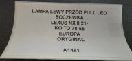 light left front FULL LED lens LEXUS NX II 21- original KOITO 78-55