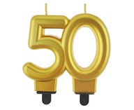 Świeczka urodzinowa metaliczna liczba 50 złota 8cm