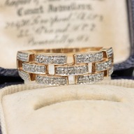 Zlatý prsteň s diamantmi 0.10ct obrúčka zaujímavý vzor 9K