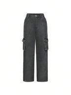 Shein szare spodnie jeansowe typu cargo 9 L 134cm