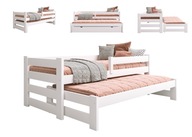 YOUKO Drewniane podwójne łóżko dziecięce ERNEST. Łóżko z dostawką
