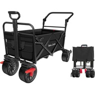 Plážový záhradný transportný vozík skladací s brzdou čierny Veľký 150 L