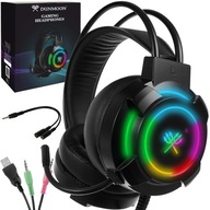 Słuchawki Gamingowe dla Graczy Mikrofon LED RGB PC z Mikrofonem Nauszne