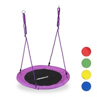 Relaxdays Round Nest Swing for Children & Adults, Adjustable, Ø 90 cm, Spid