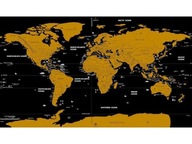 Mapa świata z flagami złota mapa zdrapka