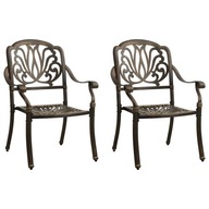 Záhradné stoličky 2 ks liaty hliník hnedé
