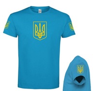 niebieska koszulka T-Shirt UKRAINA HERB + rękawy