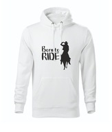 Bluza z kapturem dziecięca D86 BORN TO RIDE biała rozm 110