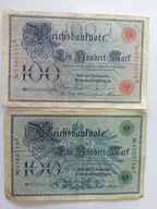 dwa banknoty Niemcy 100 Marek 1908