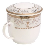 Kubek z pokrywką i sitkiem do zaparzania ziół i herbaty Porcelana 300 ml