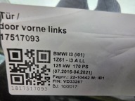 door right front BMW I3 L01 C01 PROTONIC BLUE