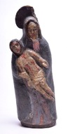 Sztuka naiwna XVIII w Pieta rzeźba w drewnie 21cm