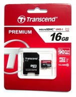TRANSCEND 16 GB micro SD HC CL 10 U1 Premium 90MBs