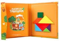 Klocki drewniane tangram magnetyczny wzory książka teczka zamykany kolorowe