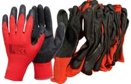 Ručné pracovné rukavice ČERVENÁ NYlatex latex veľkosť 10 - XL
