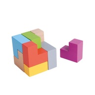 Hra puzzle Drevená kocka 3D v plechovke