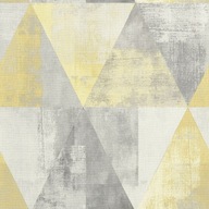 Tapeta trójkąty beton mur szary biały żółty retro