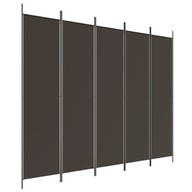 Paraván 5-panelový, hnedý, 250x200 cm, látka