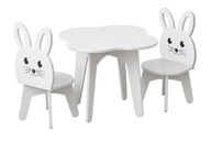 Detský stôl a dve stoličky zajačik