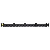 Patch panel RACK 19" 1U, 24 porty kat. 5e UTP, Netrack, z półką, czarny