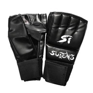 Polprstové boxerské rukavice MMA s nastaviteľným náramkom pre deti v čiernej farbe