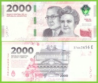 ARGENTYNA 2000 PESOS 2023 P-W368(2) UNC PASEK ZABEZBIECZENIA PODPISY U GÓRY