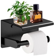 WC držiak na papier Loft Toaletný s policou čierny