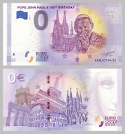 0 Euro Jan Paweł II 100 l. urodzin Banknot 2020