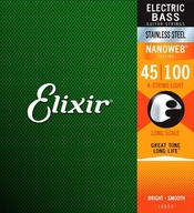 ELIXIR 14652 LIGHT 45-100 STRUNY BASOWE DO GITARY BASOWEJ 4-STRUNOWEJ