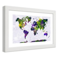 Obraz v ráme, Maľovaná mapa sveta - 90x60