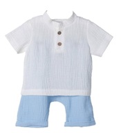 Mušelínový komplet tričko + šortky 62 baby blue