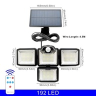 192/198 COB lampy solarne LED Outdoor 4 Head Moti