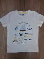 Biały t-shirt z morskim motywem 5.10.15 rozmiar 116 stan idealny