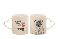 Mops Pug Kubek ceramiczny serce z nadrukiem