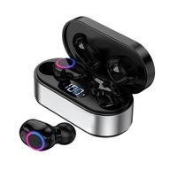 Bezprzewodowe słuchawki douszne Bluetooth 5.2 w słuchawkach dousznych Dźwięk radia srebrny