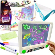 MAGICZNA TABLICA 3D TABLET DO RYSOWANIA PODŚWIETLANA 4 MARKERY OKULARY 3D