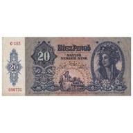Banknot, Węgry, 20 Pengö, 1941, 1941-01-15, KM:109