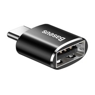 Baseus Mały Mini Adapter USB do USB-C Czarny 2,4A