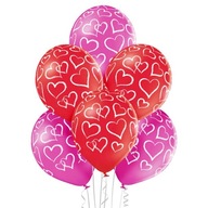 Balony Serca Hearts Czerwone i Różowe 30 cm 6 szt.