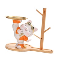 Figurka kota Taca na biurko Kolekcjonerska ozdoba na środek stołu Śliczna, nowoczesna pomarańcza