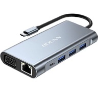 Adapter 11w1 Type C , SD, HDMI, LAN, USB 2.0 x2, USB,HDMI Do Macbook