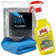 Wosk na mokro 750ml Plak Hydrorep + Ręcznik z mikrofibry 60x90cm K2 Flossy