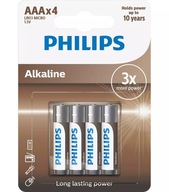 Philips AAA (R3) alkáli elem 4 db