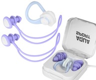 Zátky do uší na plávanie silikónový klip svorka na nos s puzdrom purple