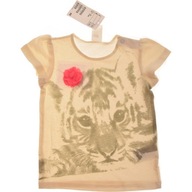 H&M t-shirt dziewczęcy TYGRYSEK z Kwiatem 74 nowy