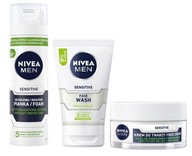 NIVEA Men Sensitive zestaw pianka do golenia + żel do mycia twarzy + krem