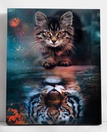 Malowanie po Numerach z Ramą Obraz Do Malowania 30x40 ME1159e Kot i Tygrys
