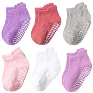 Sada 6 párov ABS Ponožky pre dievčatko členkové ponožky zosilnené S 4-12 mesiacov