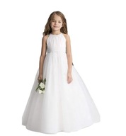 Tiulowa biała sukienka dla małej druhny 4,5 lat